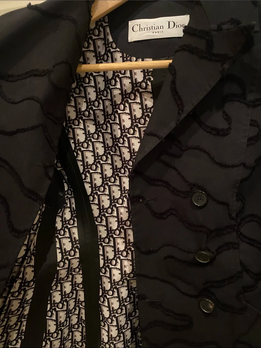 Dior Black Textured Wave Double-Breasted Jacket